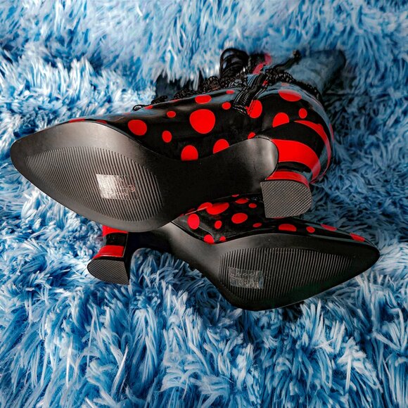 Funtasma Victorian 122 Red Polka Dot Fashion Boot - Picture 6 of 11